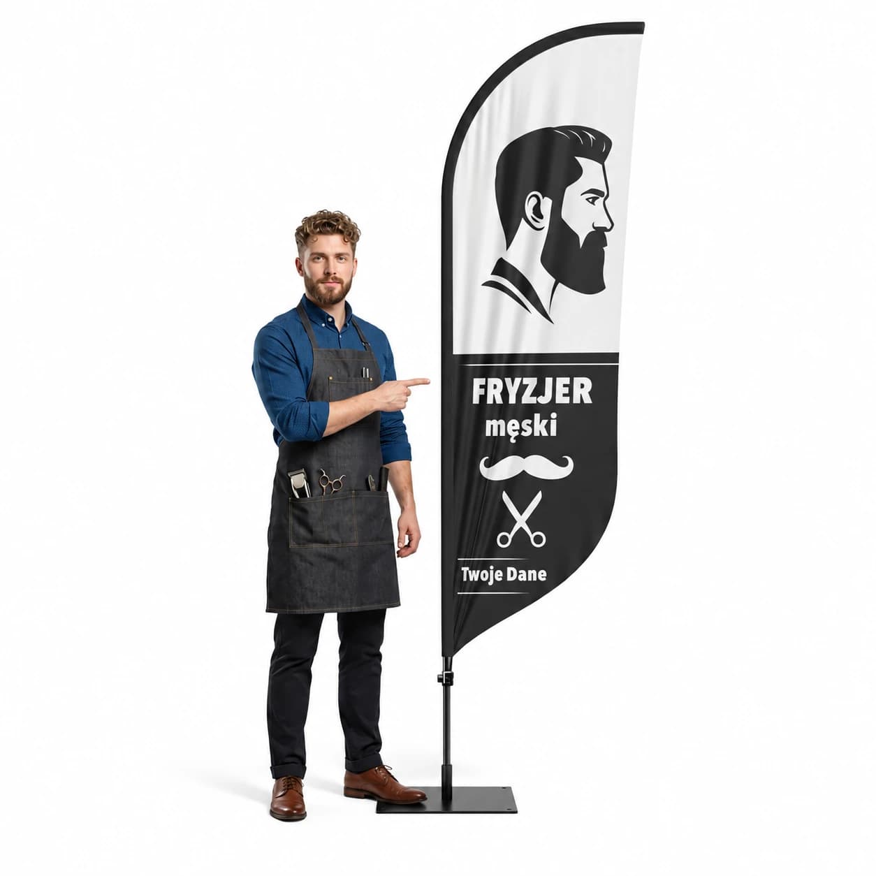Werbefahne Winder – Friseur – Muster 4 – konfigurierbares Set