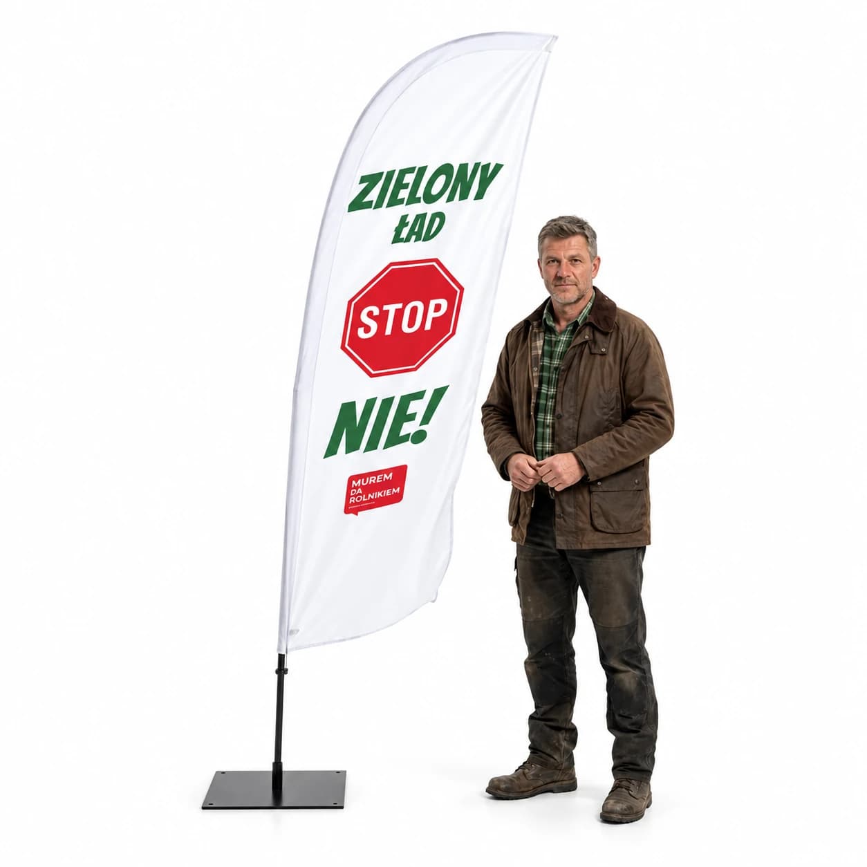Werbefahne Winder – mit Mast Bauernprotest – Muster 2 – konfigurierbares Set