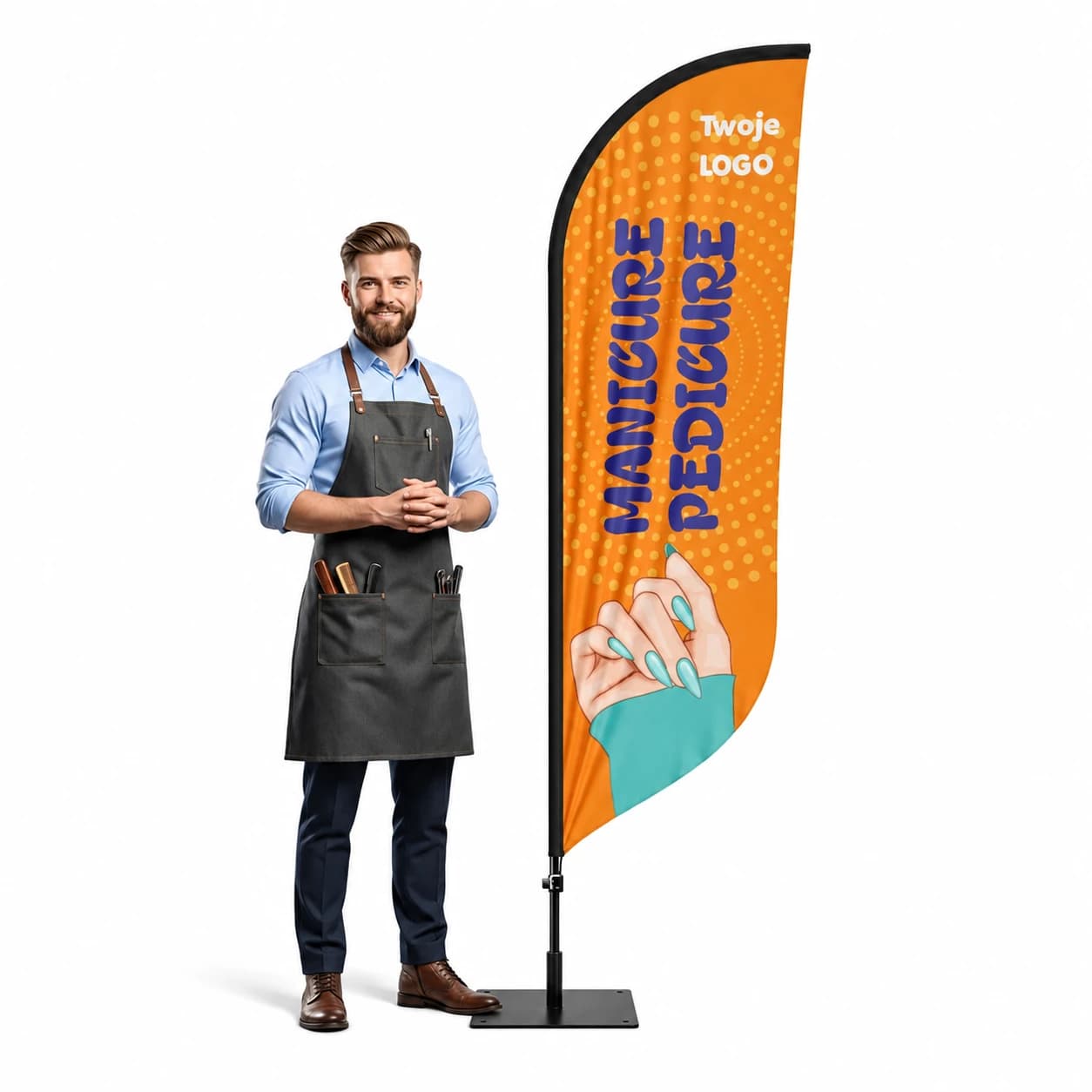 Werbefahne Winder – Barber – Muster 11 – konfigurierbares Set