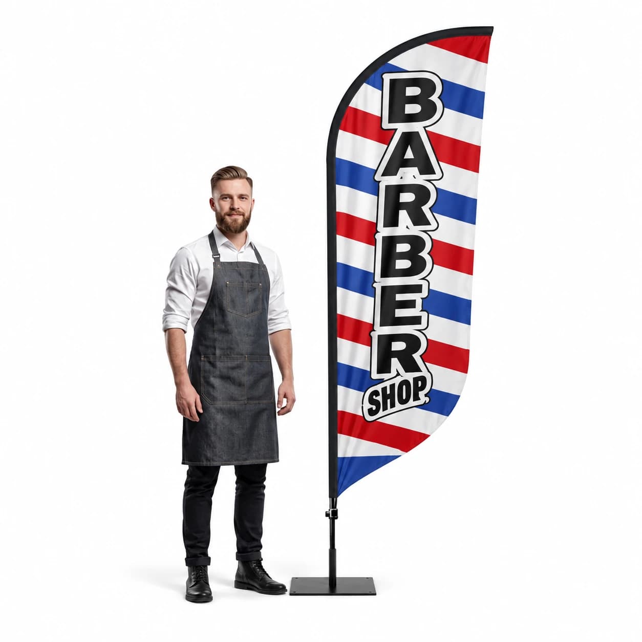 Werbefahne Winder – Barber – Muster 13 – konfigurierbares Set