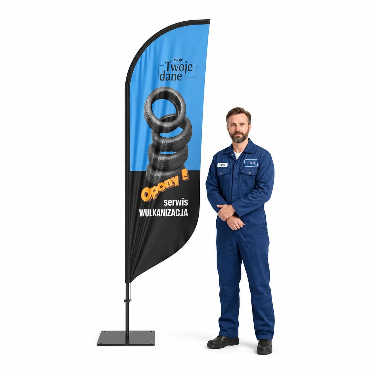 Werbefahne Winder – Reifen Reifenservice – Muster 8 – konfigurierbares Set