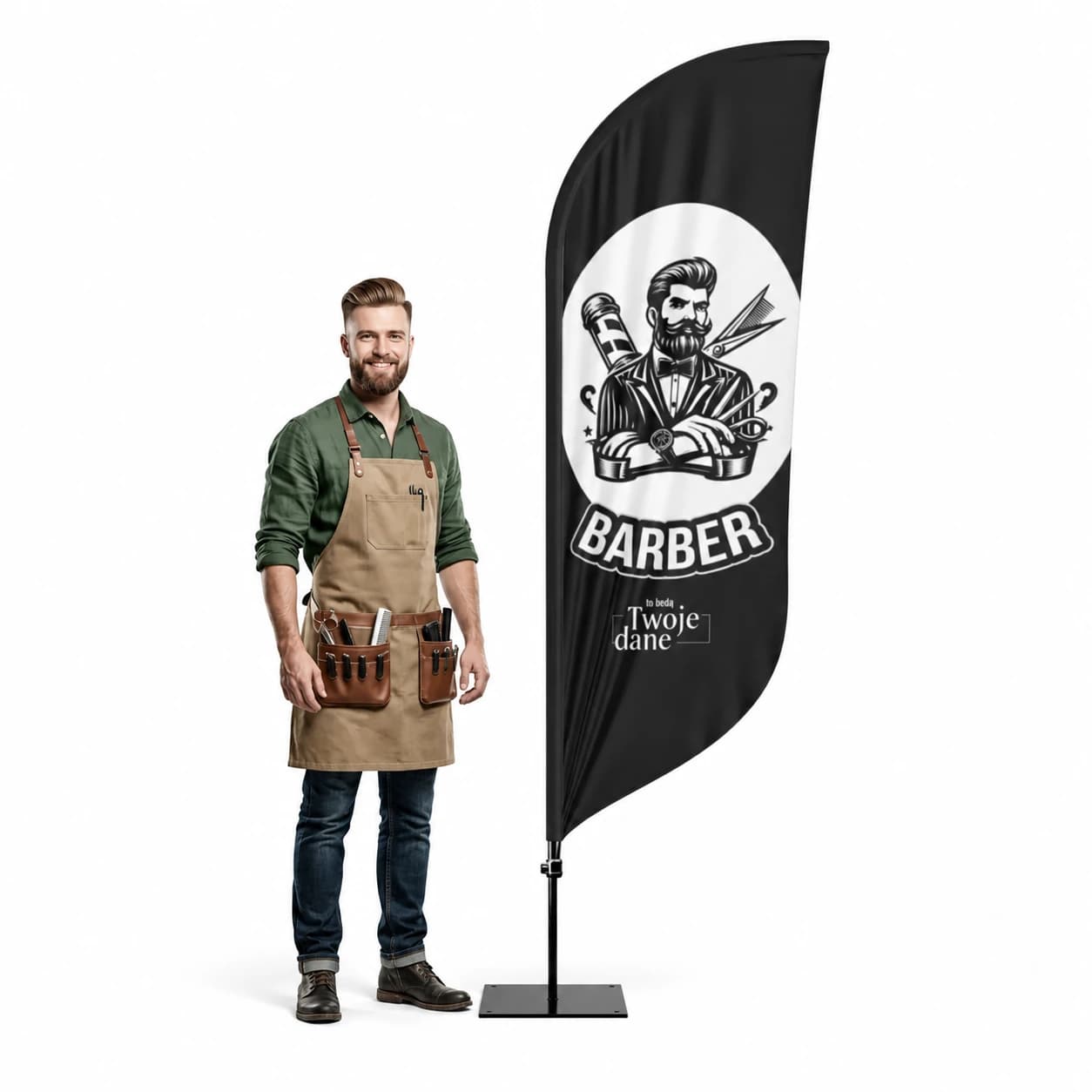 Werbefahne Winder – Barber – Muster 24 – konfigurierbares Set