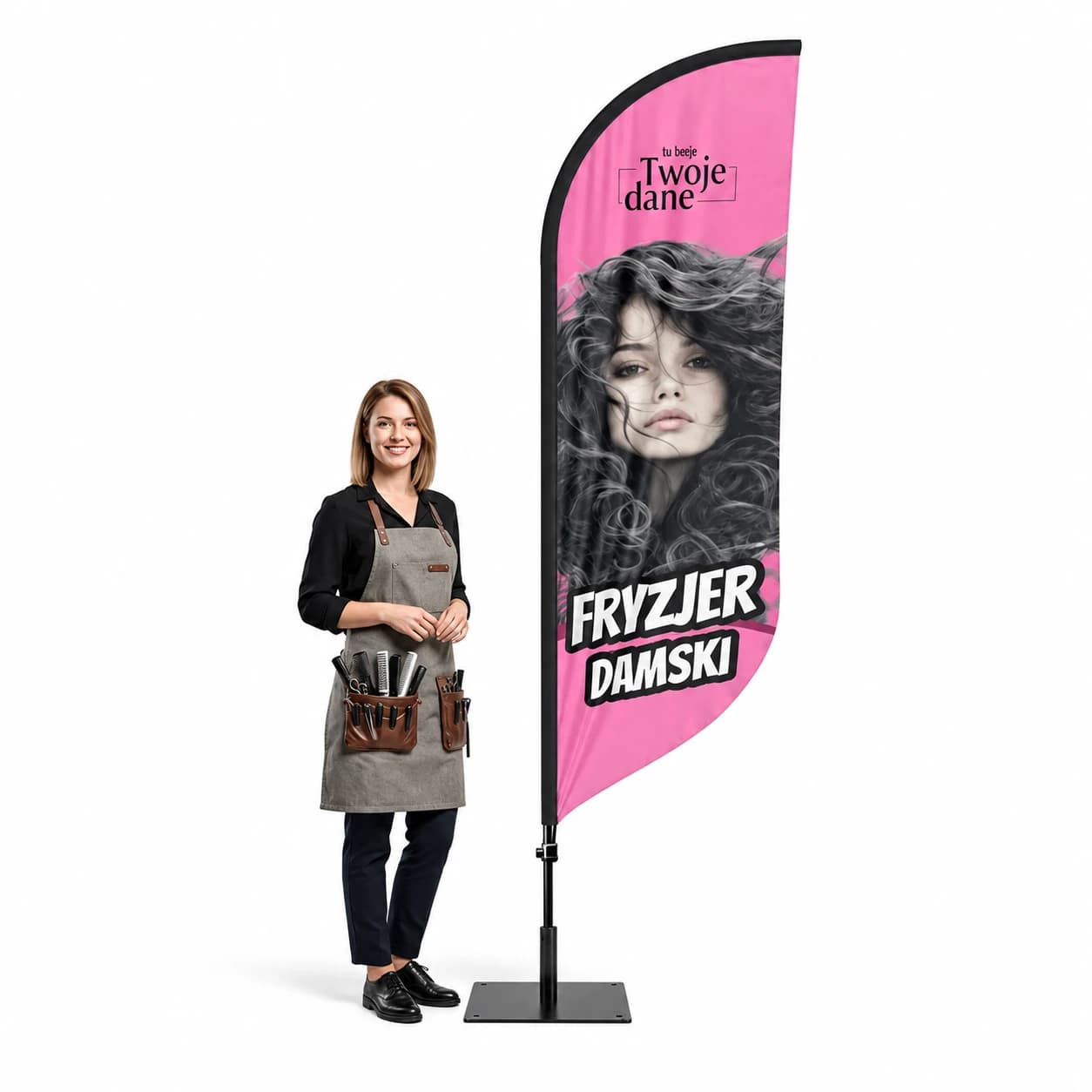 Werbefahne Winder – Friseur – Muster 5 – konfigurierbares Set