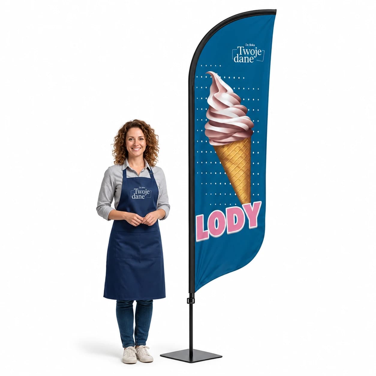 Werbefahne Winder – Eis Werbung – Muster 34 – konfigurierbares Set