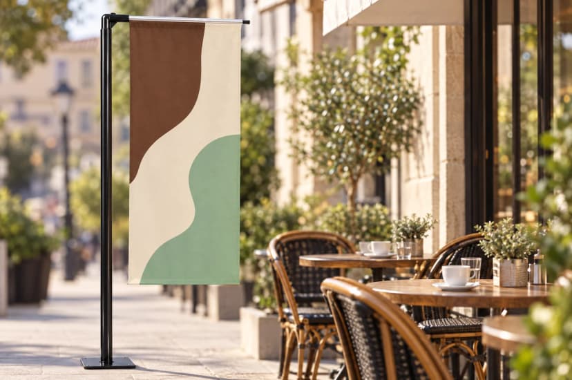 Visualisation: H flag on a café terrace, taut even with no wind