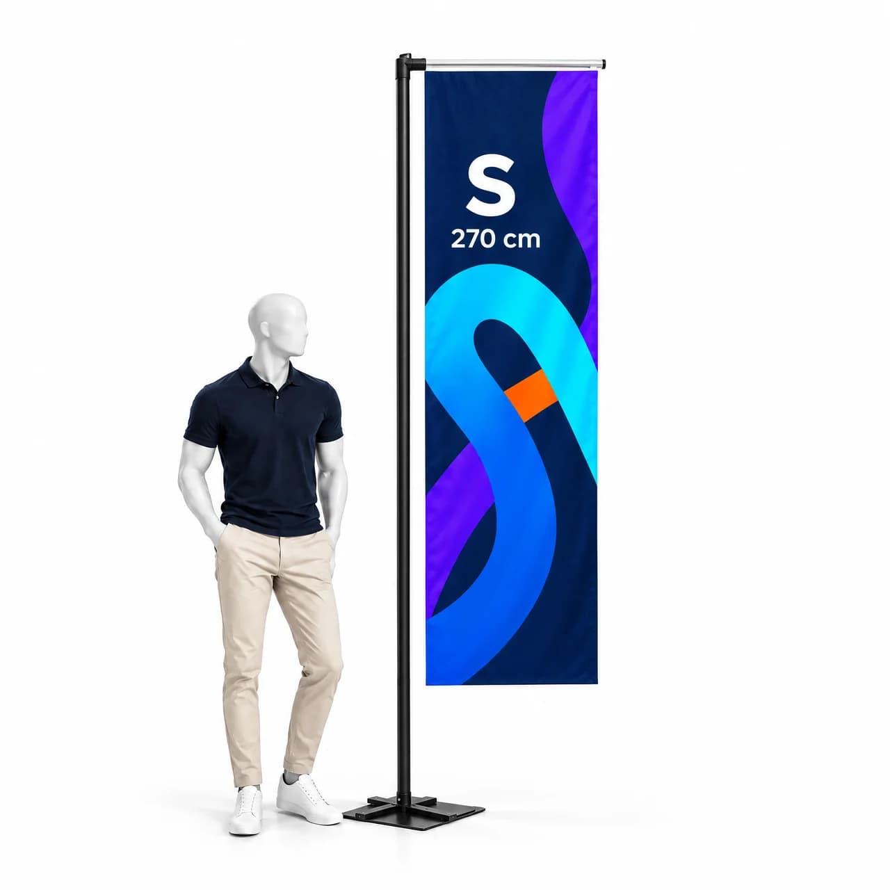 Beachflag H S 270 cm – rectangular advertising flag with print