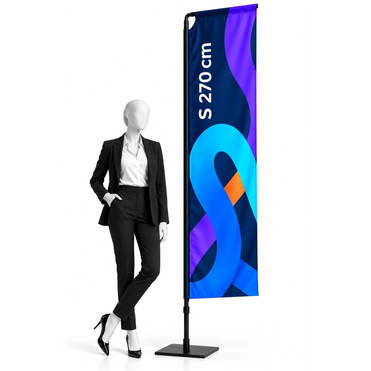 Beachflag H S 270 cm – rectangular advertising flag with print