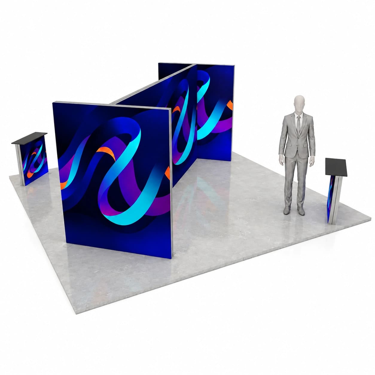 Messestand LUMIX 5x5 Insel 25 m² - LED beleuchtet, modular