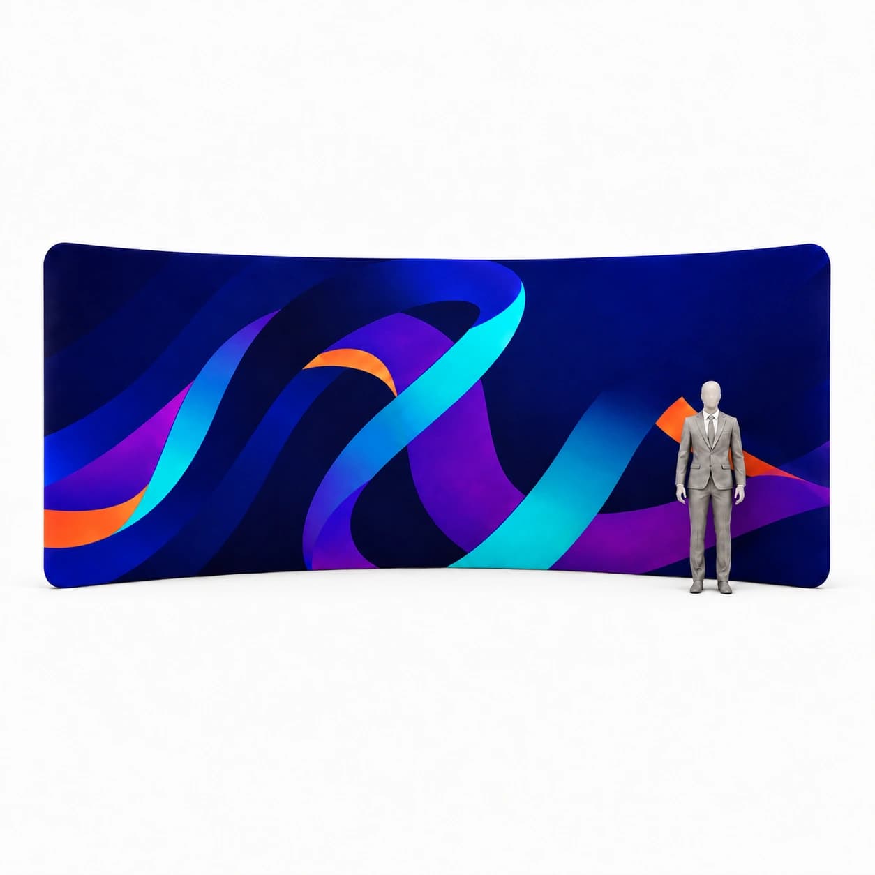 Gebogene Textilwand 530 × 230 cm mit Druck