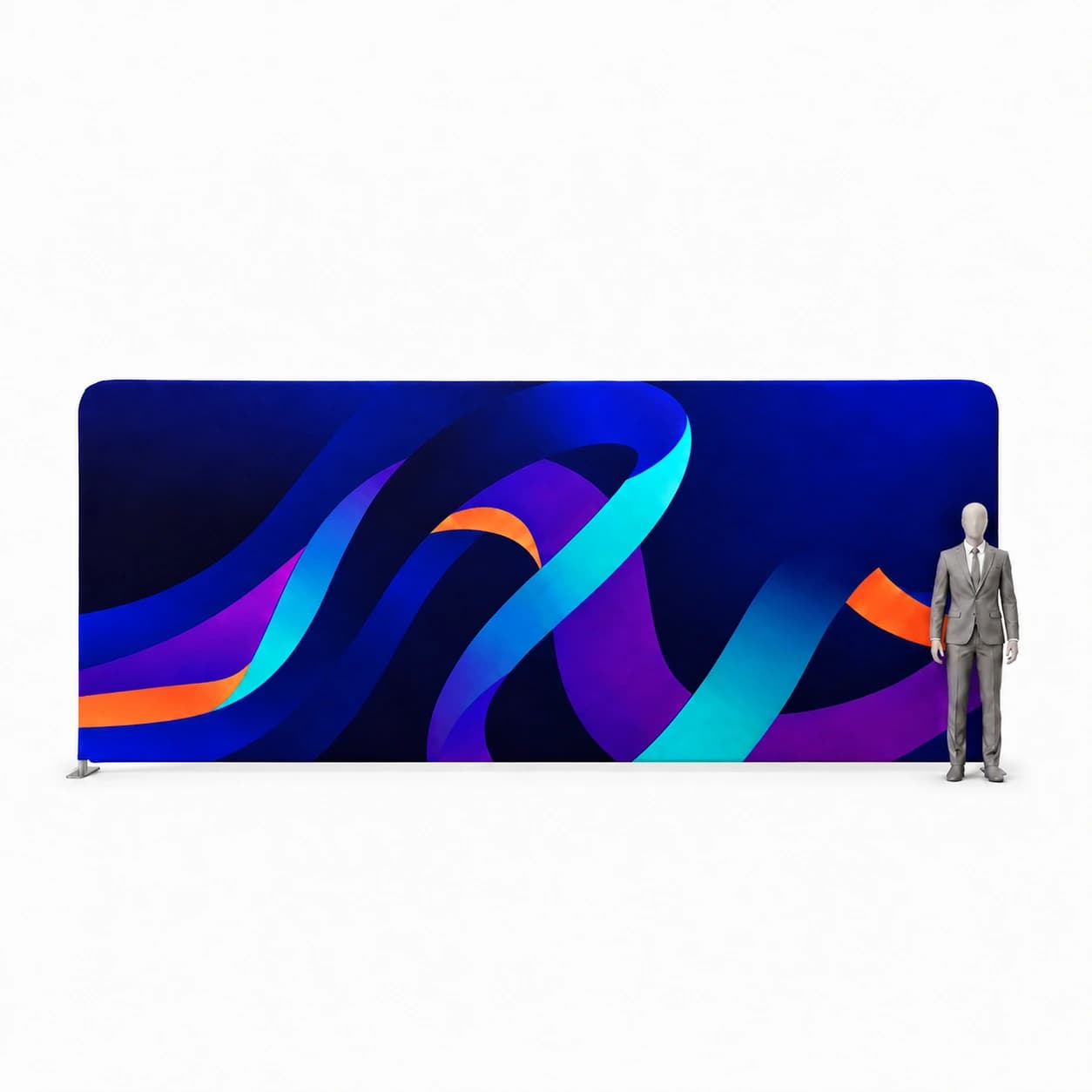 Gerade Textilwand 590 × 230 cm mit Druck