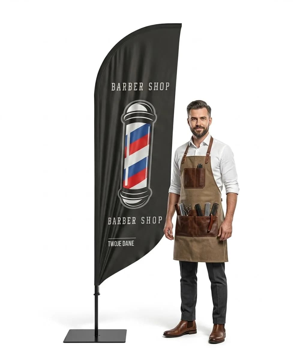 Werbefahne Winder – Barber – Muster 3 – konfigurierbares Set