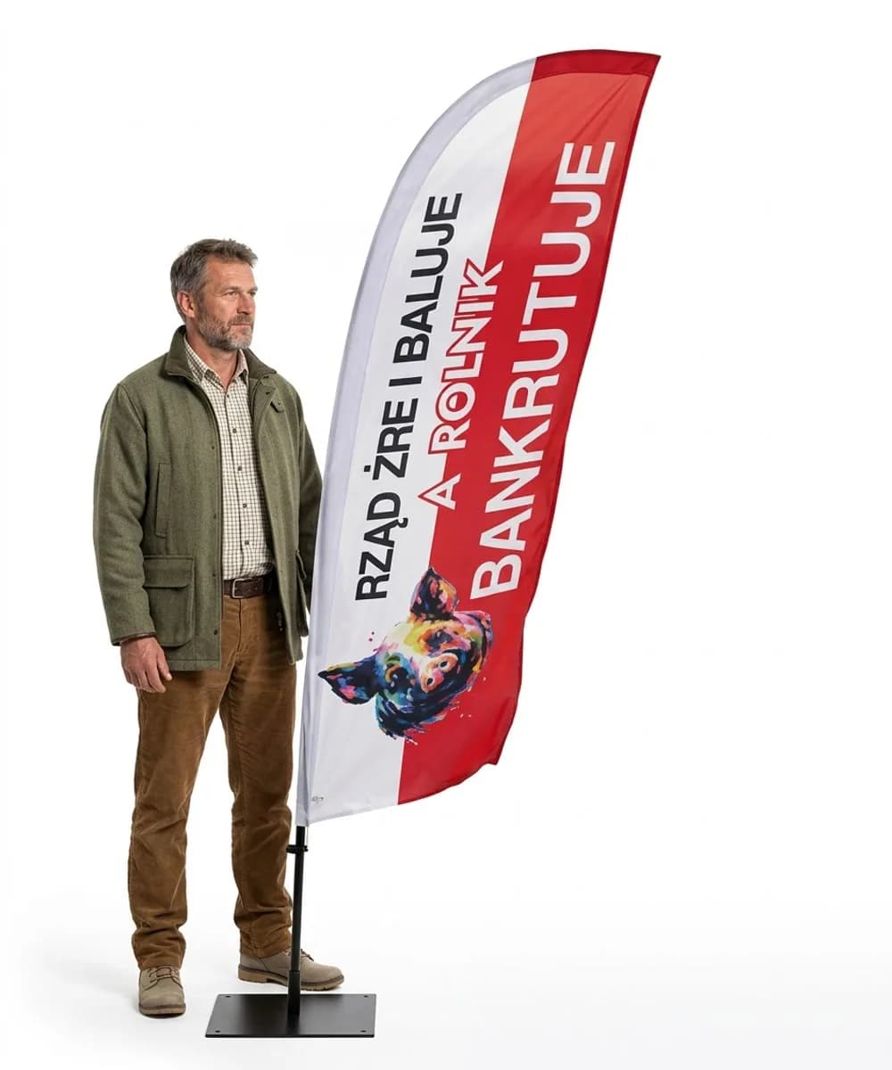 Werbefahne Winder – mit Mast Bauernprotest – Muster 1 – konfigurierbares Set