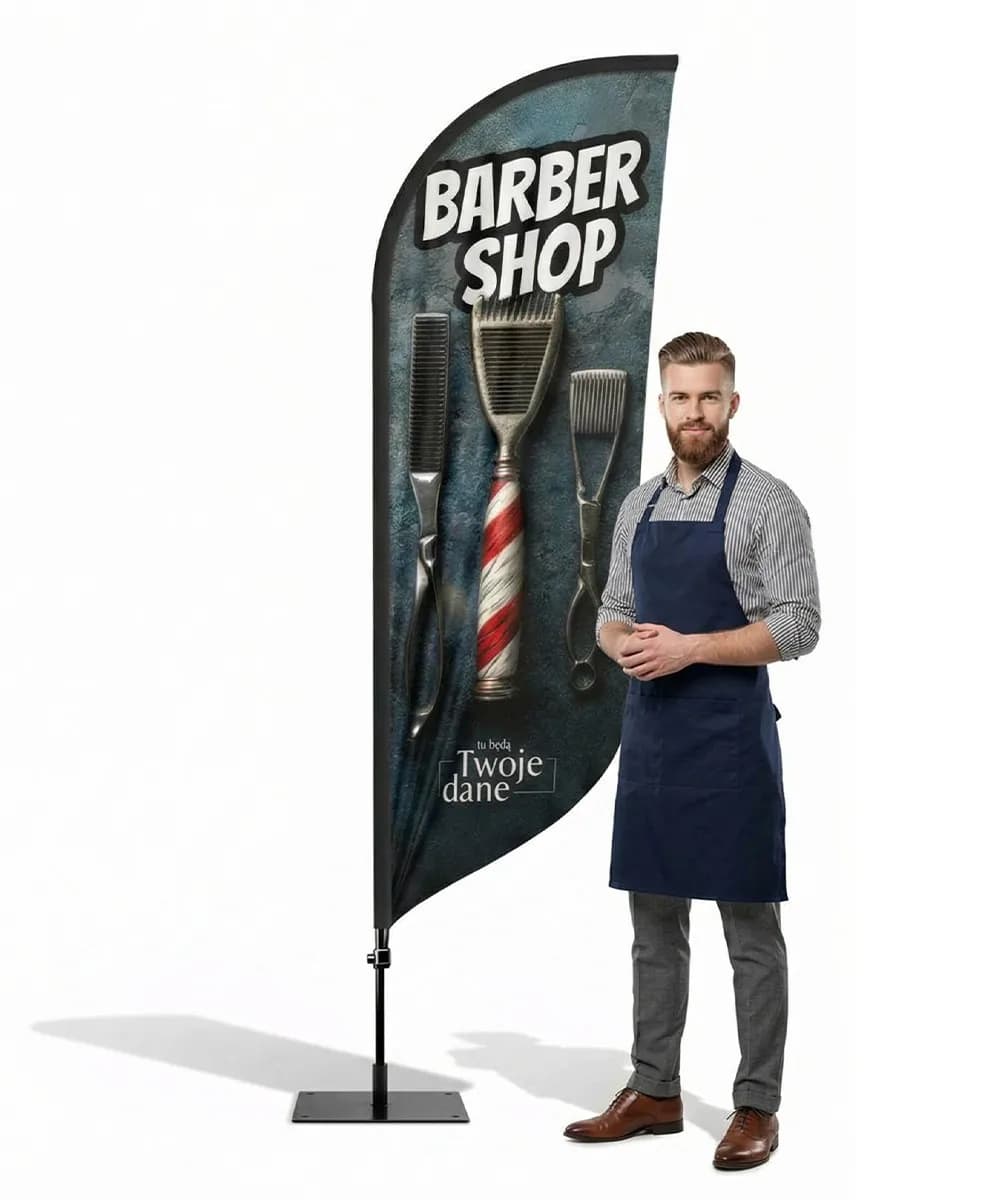Werbefahne Winder – Barber – Muster 18 – konfigurierbares Set