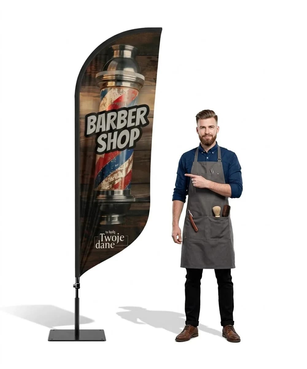 Werbefahne Winder – Barber – Muster 20 – konfigurierbares Set