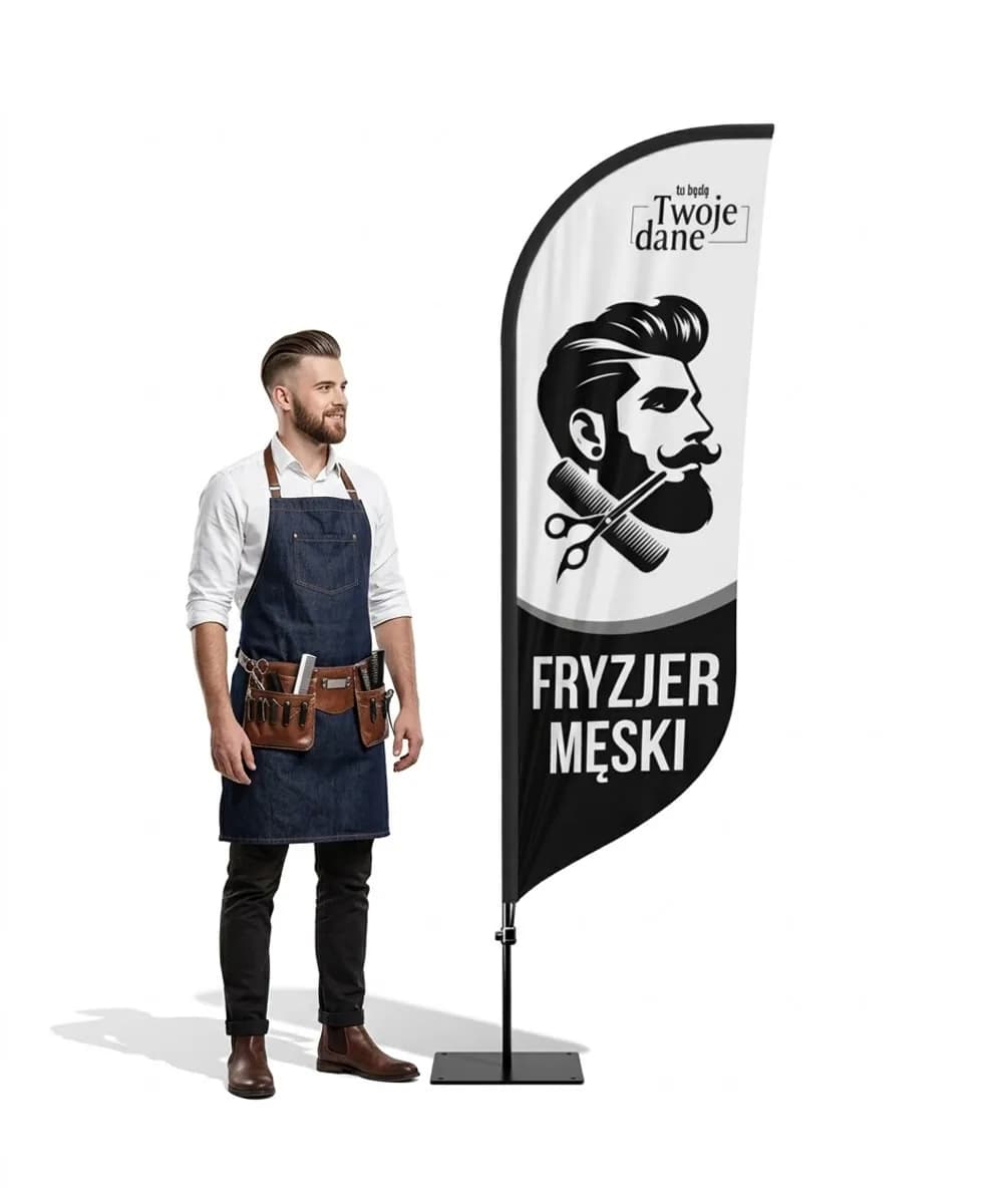 Werbefahne Winder – Barber – Muster 21 – konfigurierbares Set