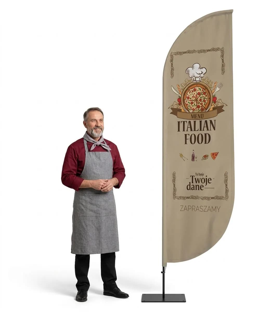 Werbefahne Winder – Italian menu food pizza – Muster 1 – konfigurierbares Set