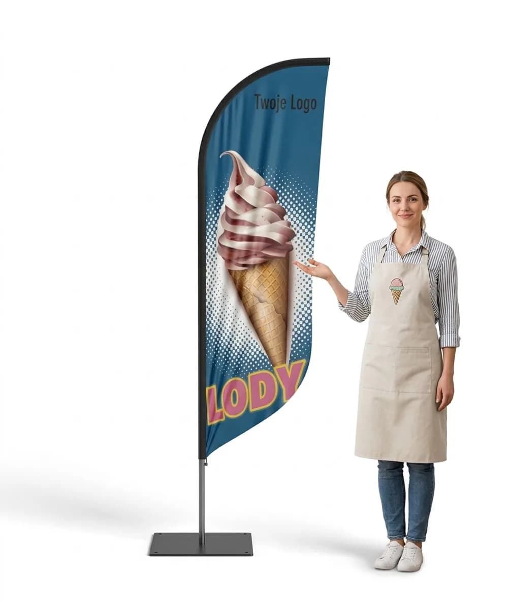 Werbefahne Winder – Eis – Muster 21 – konfigurierbares Set