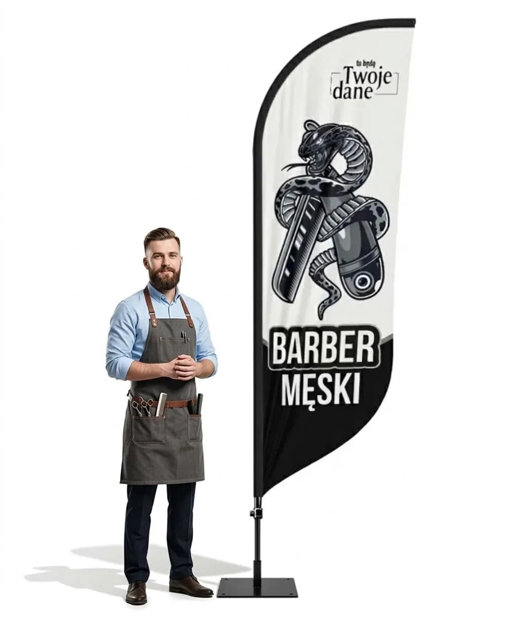 Werbefahne Winder – Barber – Muster 26 – konfigurierbares Set