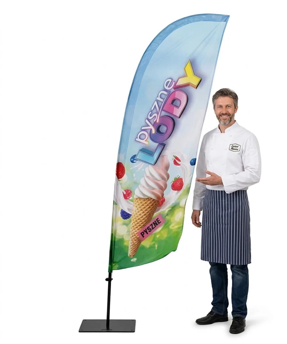 Werbefahne Winder – Eis – Muster 25 – konfigurierbares Set