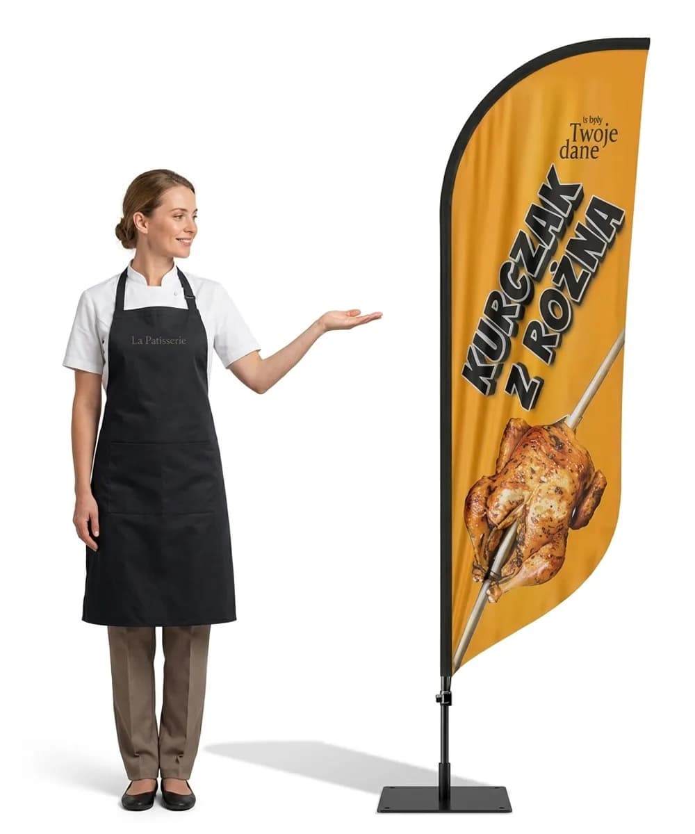 Werbefahne Winder – Hähnchen vom Grill Werbung – Muster 6 – konfigurierbares Set