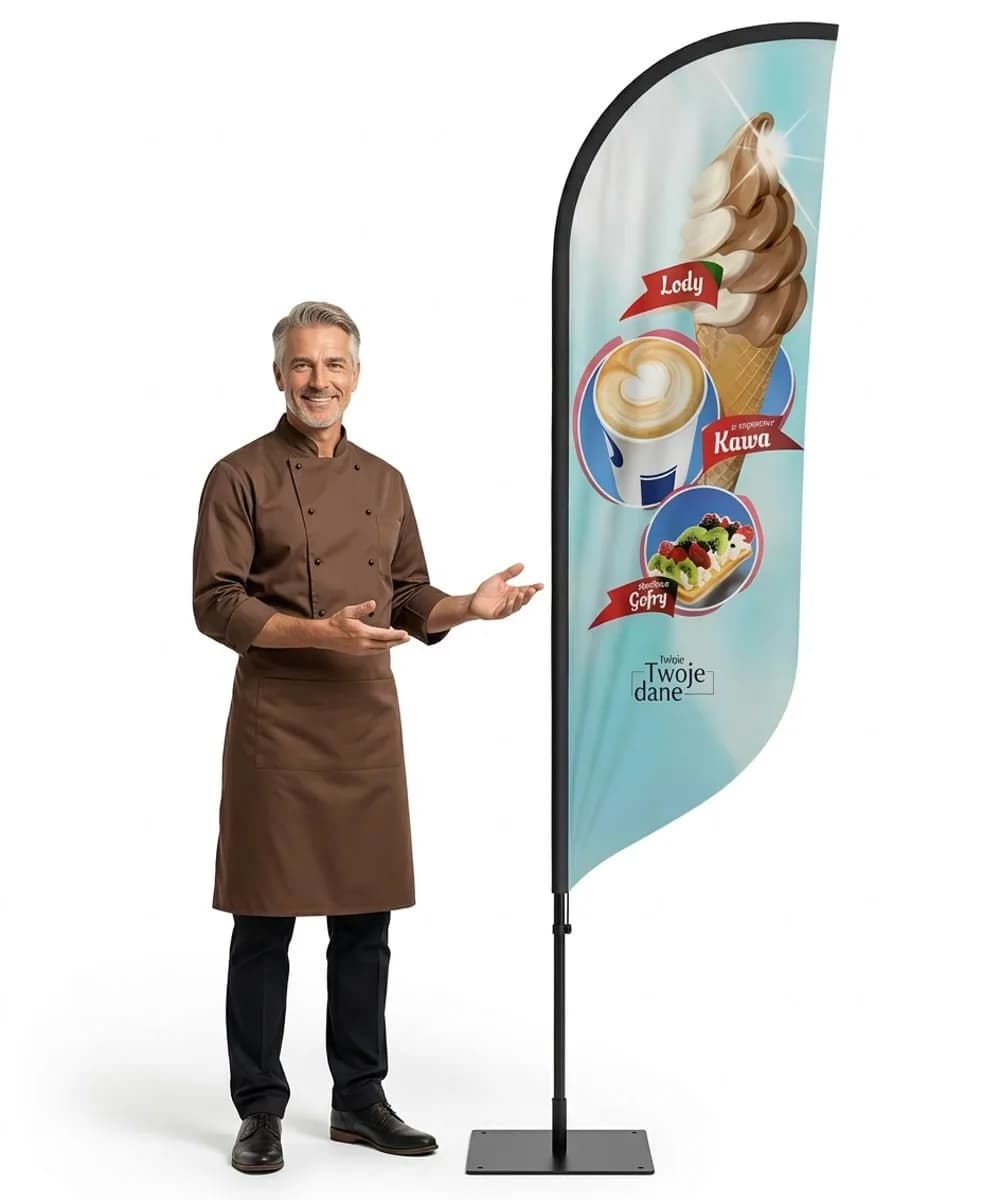 Werbefahne Winder – Eis Werbung – Muster 28 – konfigurierbares Set