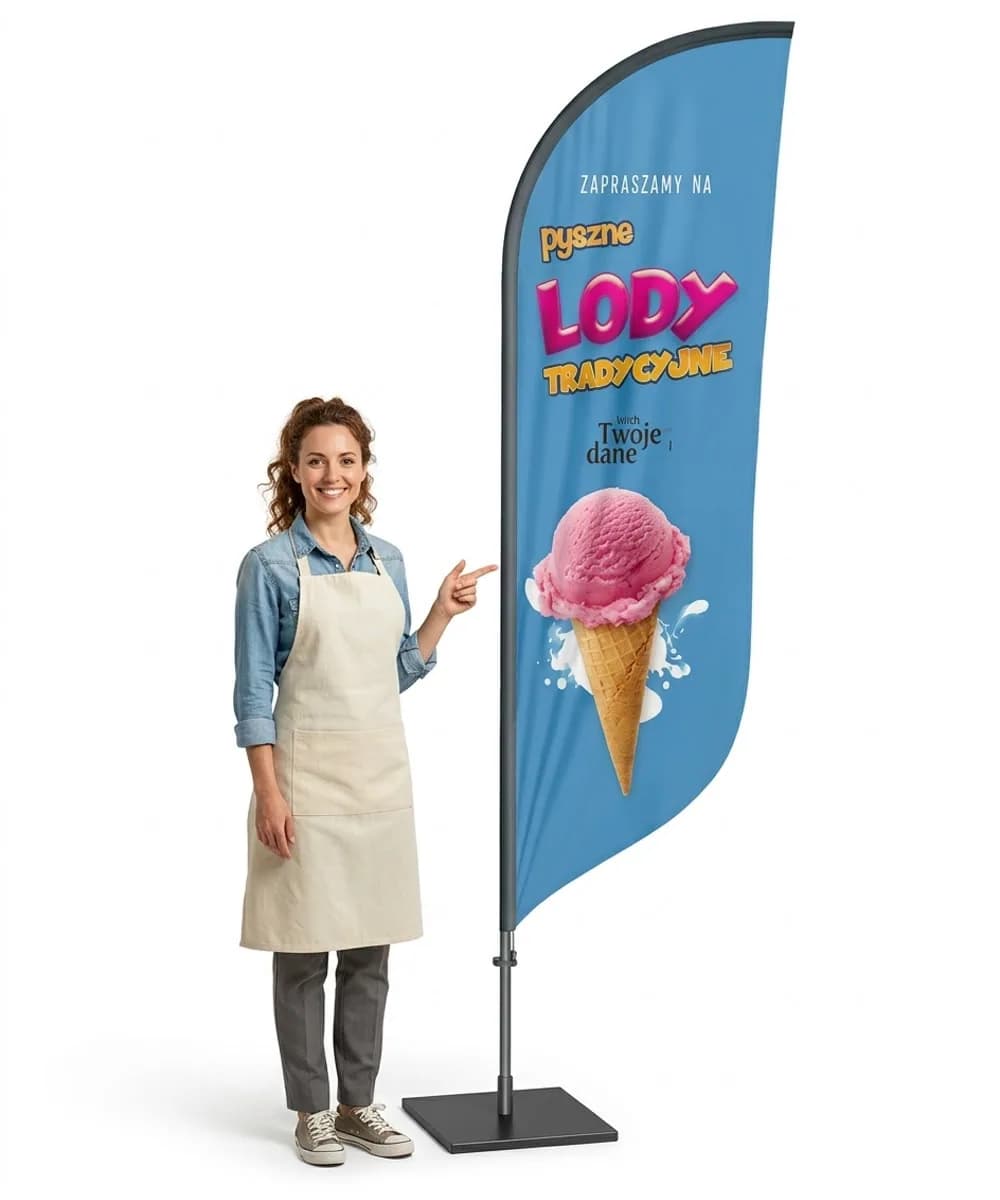 Werbefahne Winder – Eis Werbung – Muster 32 – konfigurierbares Set