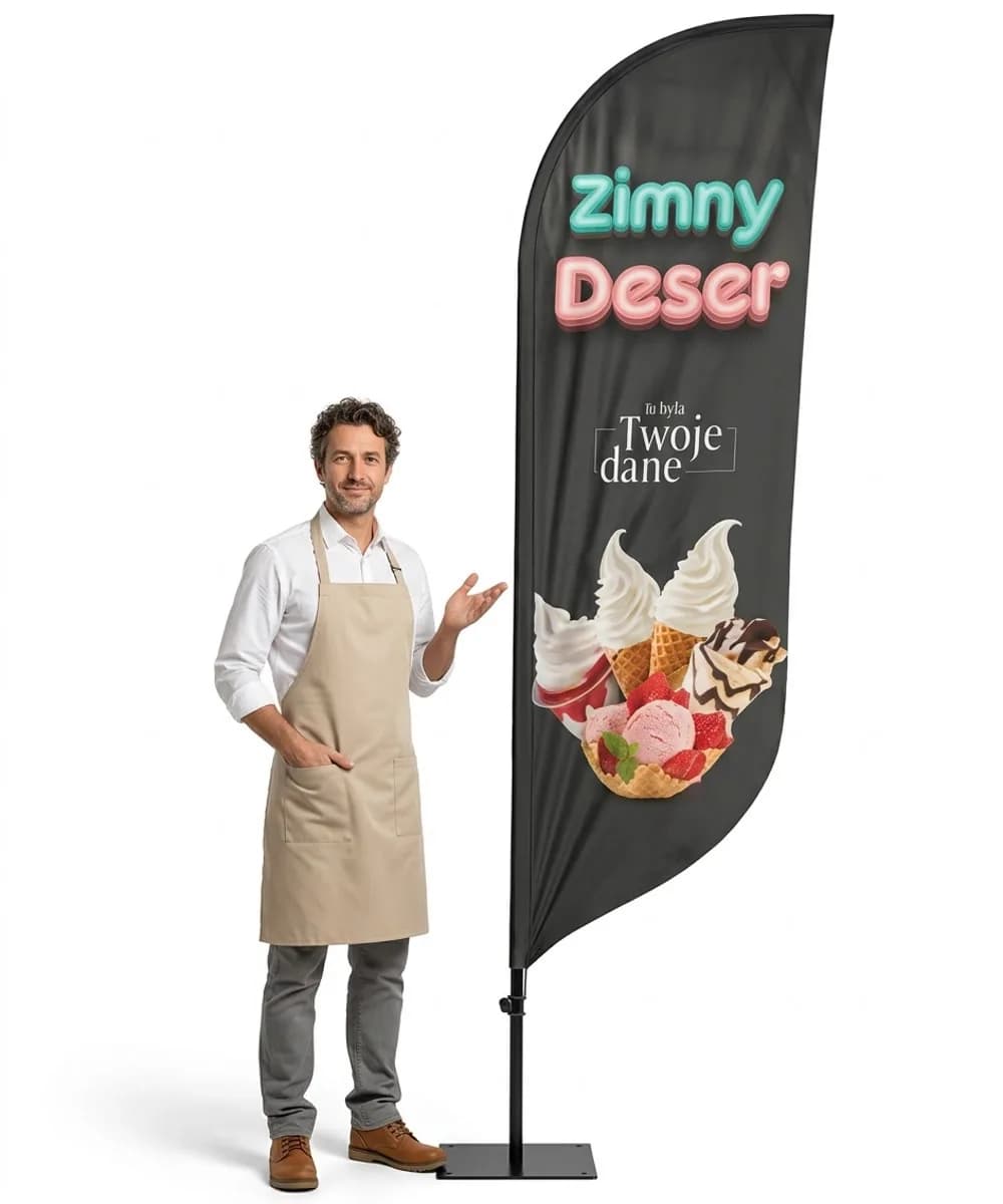 Werbefahne Winder – Eis Werbung – Muster 37 – konfigurierbares Set