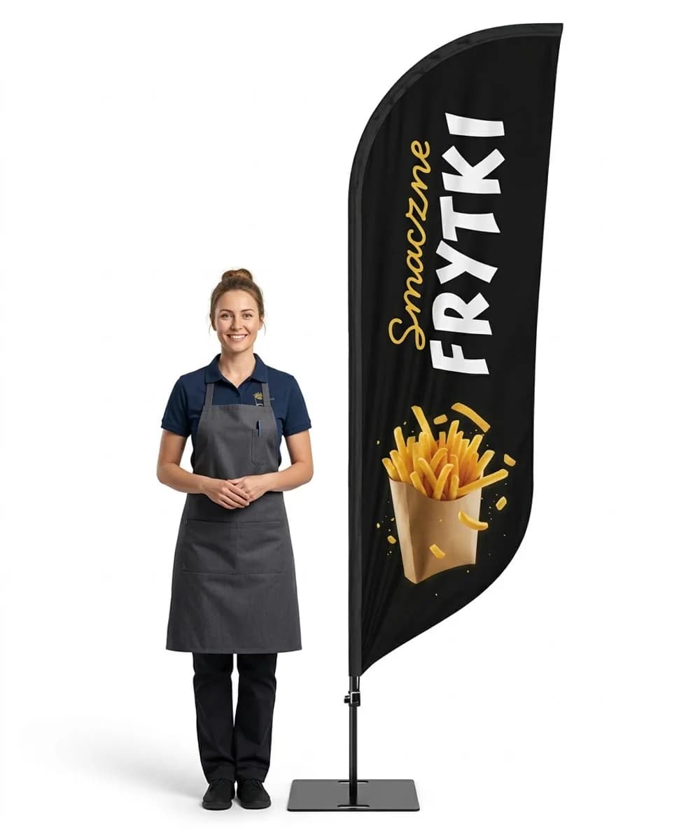 Werbefahne Winder – Pommes Werbung – Muster 8 – konfigurierbares Set
