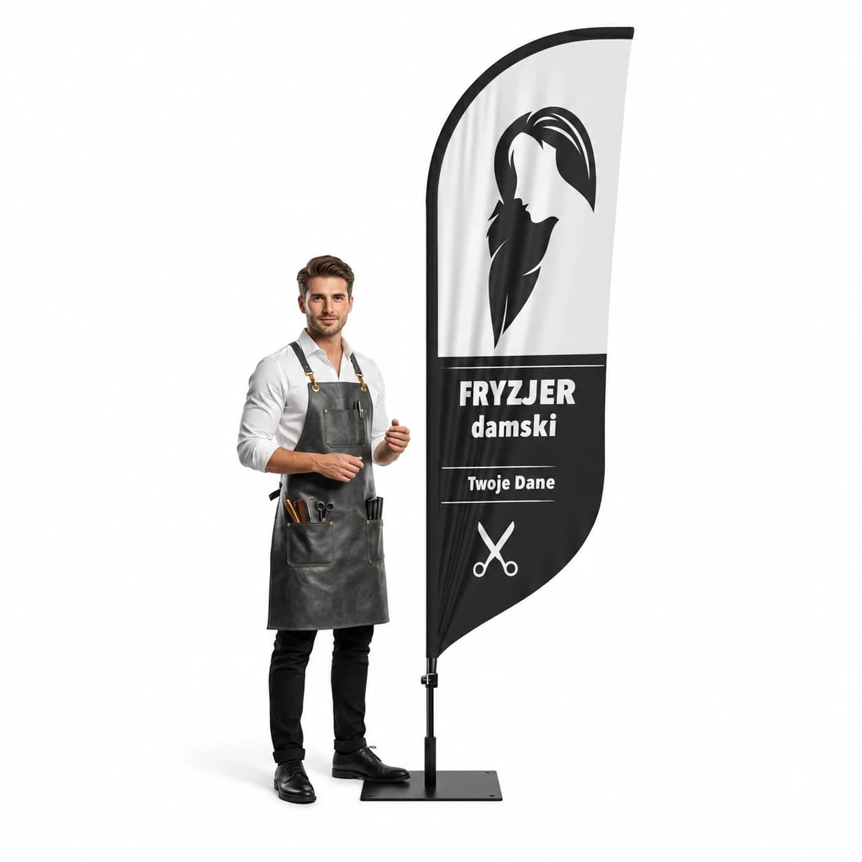 Werbefahne Winder – Friseur – Muster 5 – konfigurierbares Set