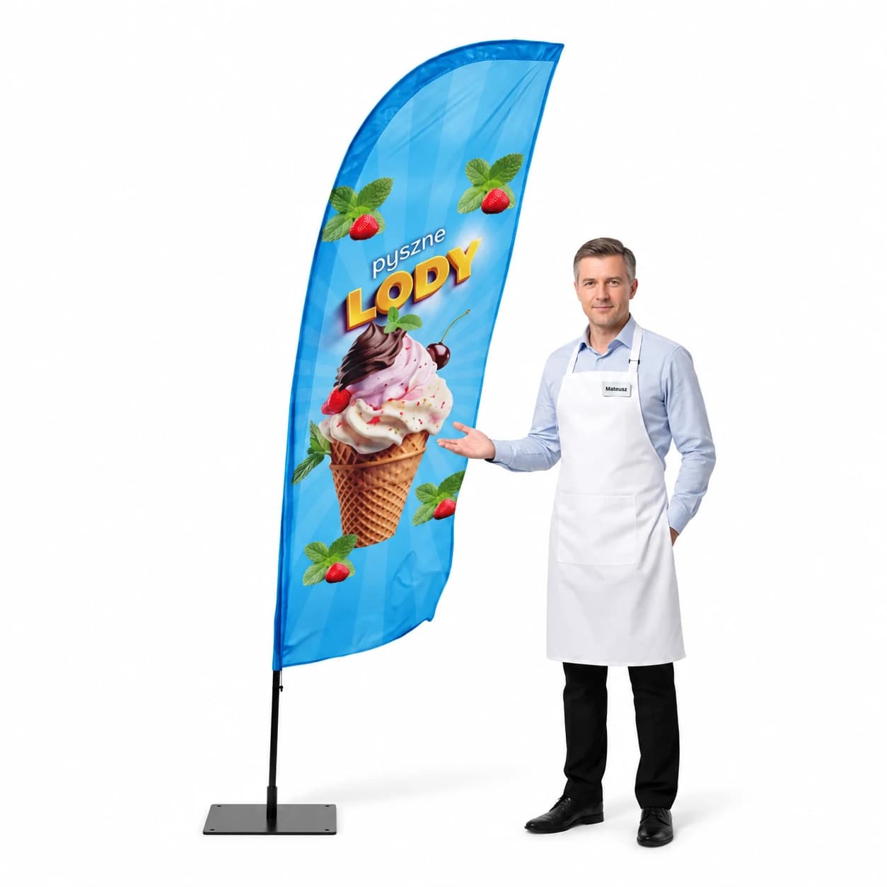 Werbefahne Winder – Eis – Muster 5 – konfigurierbares Set