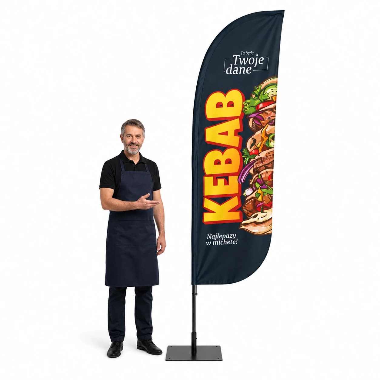 Werbefahne Winder – Kebab – Muster 2 – konfigurierbares Set