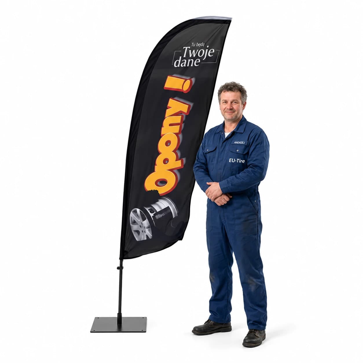 Werbefahne Winder – Reifen Vulkanisierung – Muster 7 – konfigurierbares Set