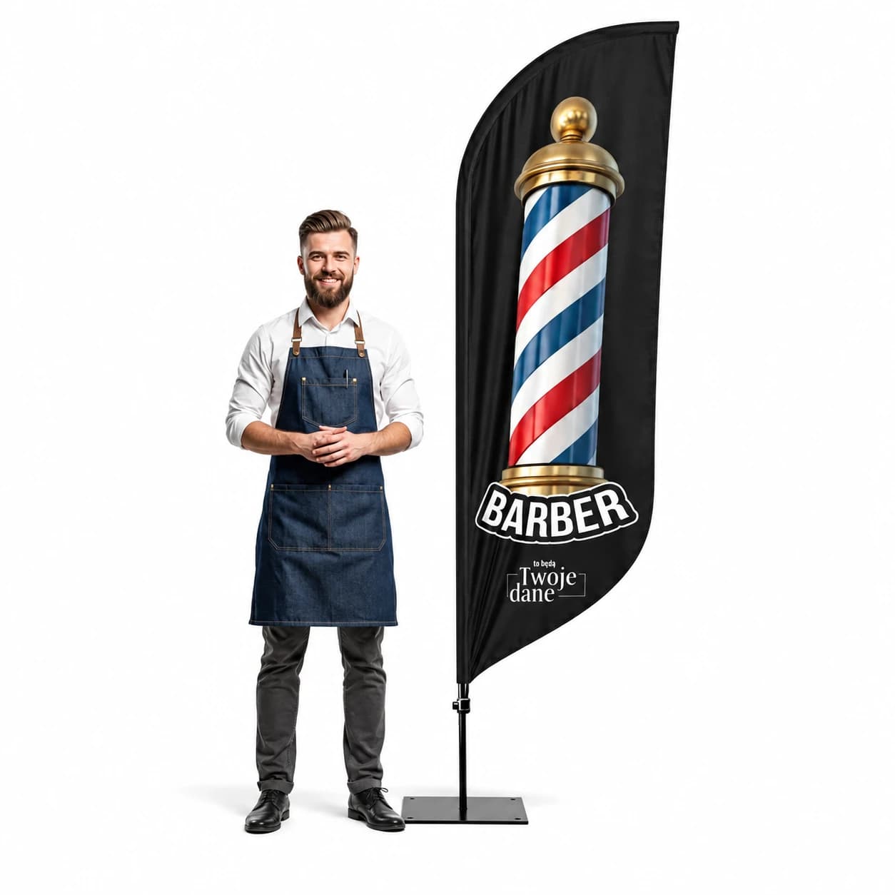 Werbefahne Winder – Barber – Muster 22 – konfigurierbares Set