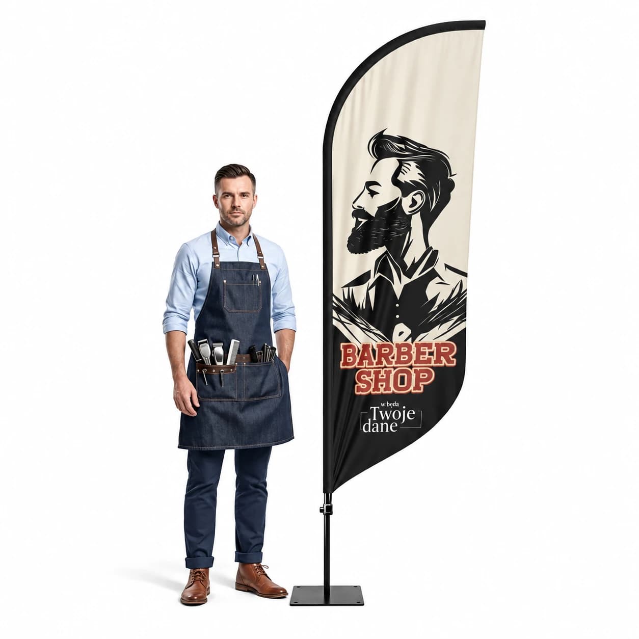 Werbefahne Winder – Barber – Muster 25 – konfigurierbares Set