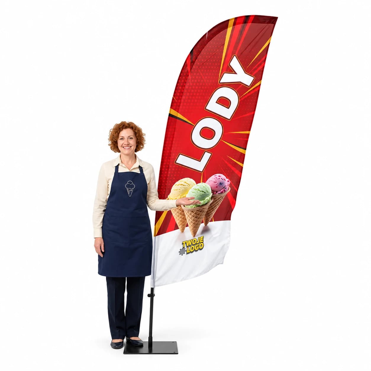 Werbefahne Winder – Eis Werbung – Muster 26 – konfigurierbares Set