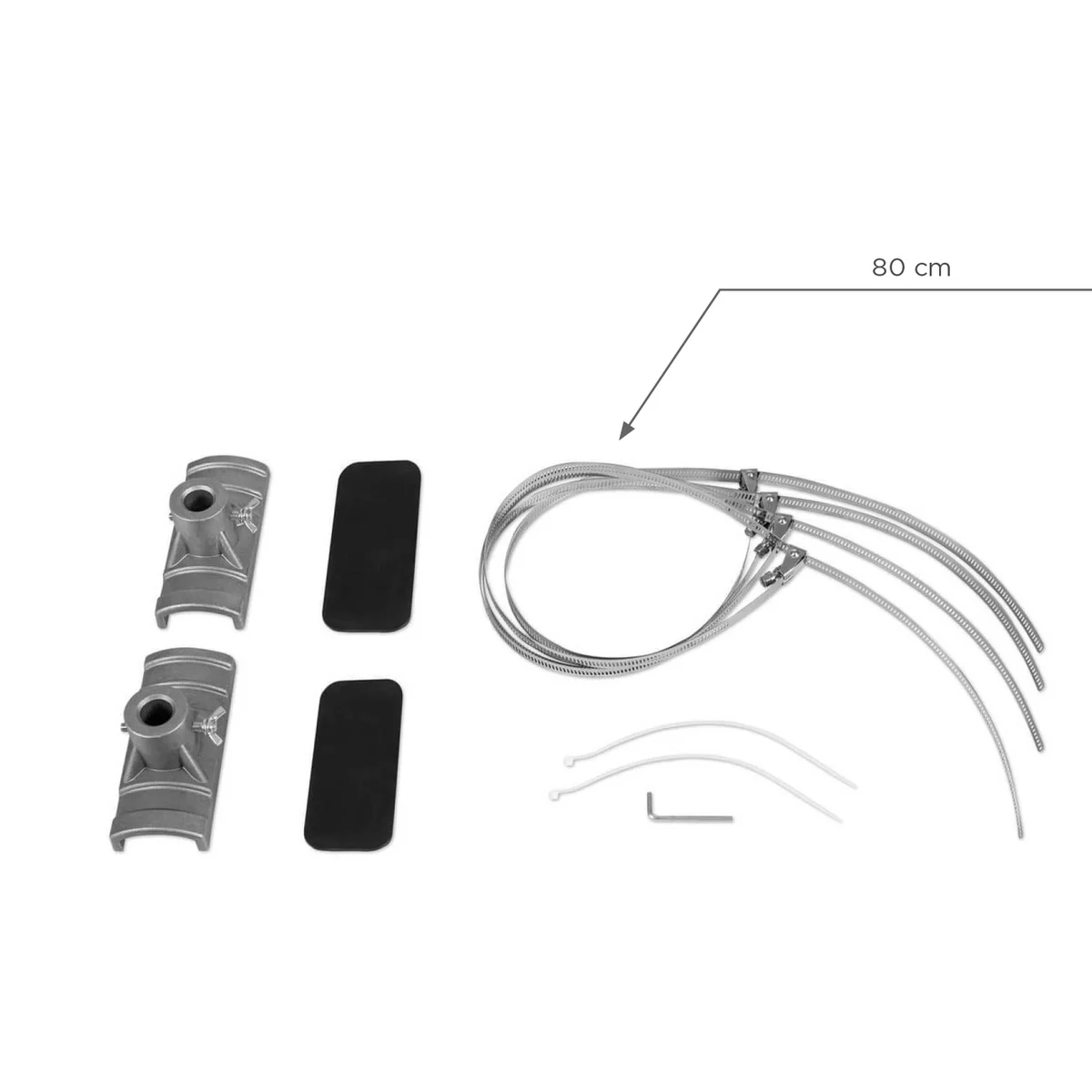 Avenue clamps with 80 cm circumference straps and rubber pads