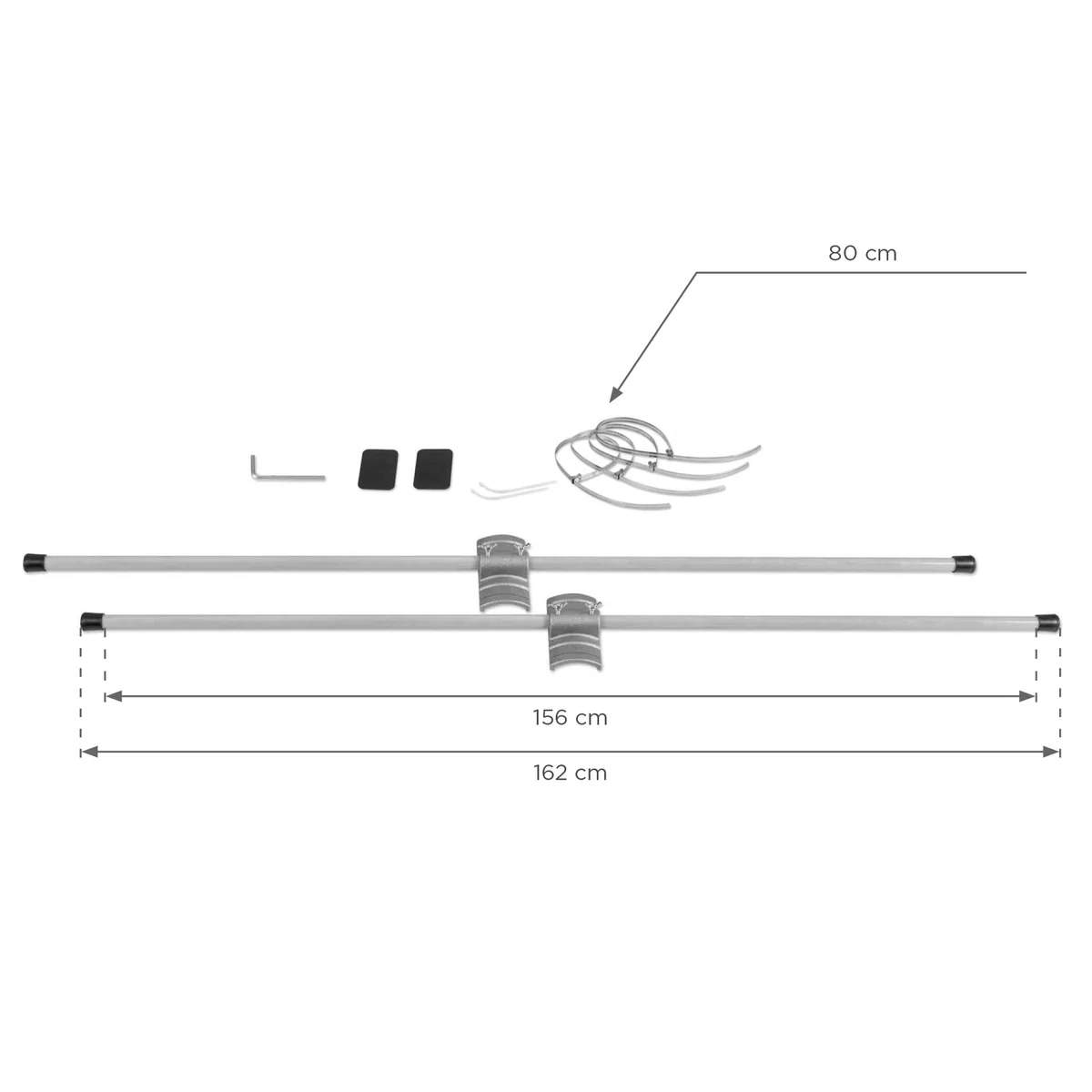 Avenue XL double arm dimensions: 162 cm long, 156 cm for two flags