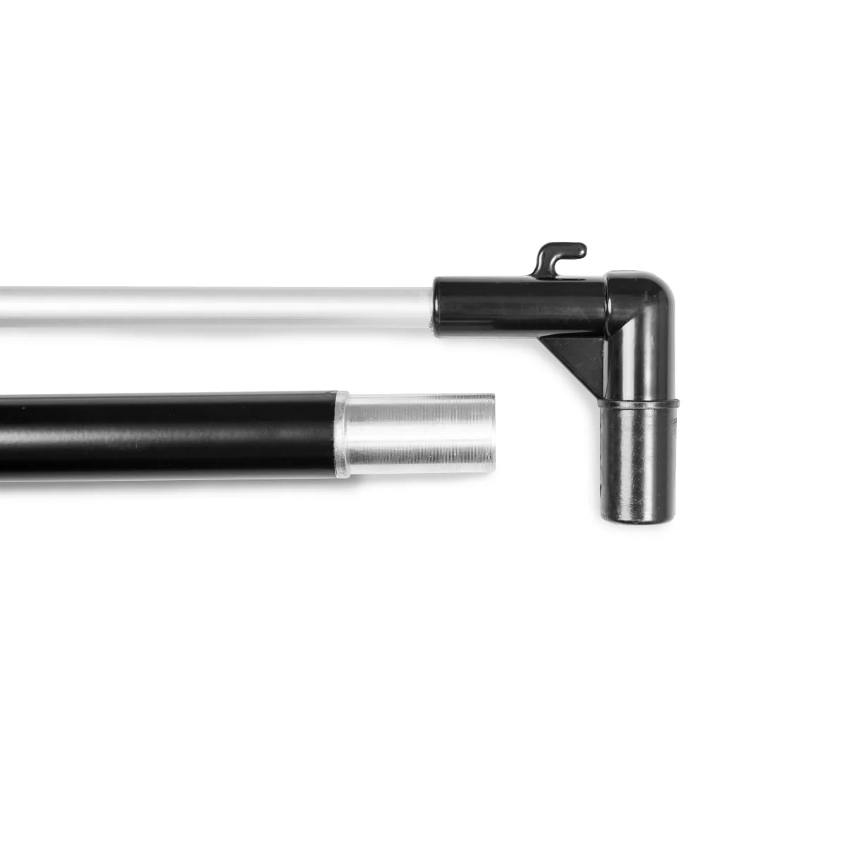 H pole elbow with hook and arm brace, next to a pole section